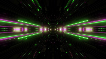 futuristic science-fiction lights glowing tunnel corridor 3d illustration background
