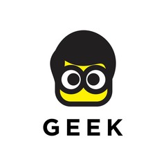 vector logo of a nerd minimalist blocks style