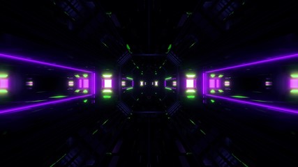 futuristic science-fiction lights glowing tunnel corridor 3d illustration background