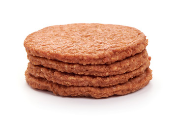 Burger cutlets, ingredients for hamburger, isolated on white background