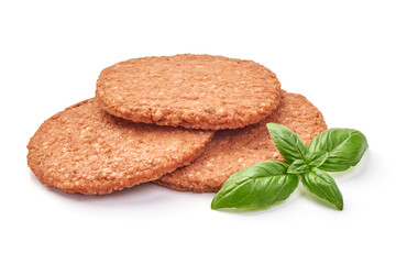 Burger cutlets, ingredients for hamburger, isolated on white background