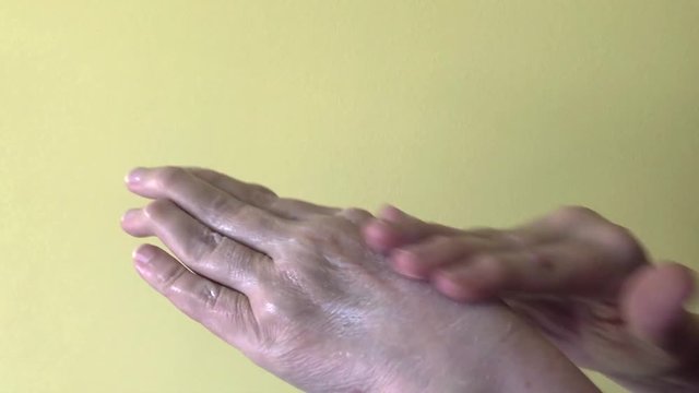 smear ointment on the hands of patients with arthritis isolated