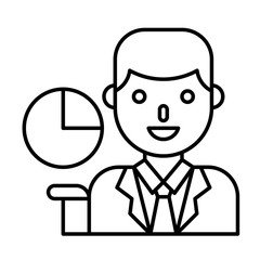 Businessman with circle vector, line style icon