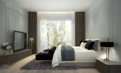 Minimal bedroom inteior design and Lcd tv 