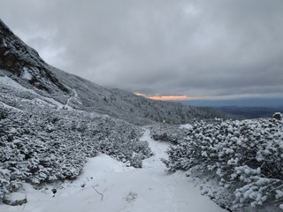 Tatry, szlak na Krzyżne, zachód słońca