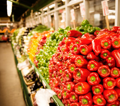 Bell peppers for sale at a market 