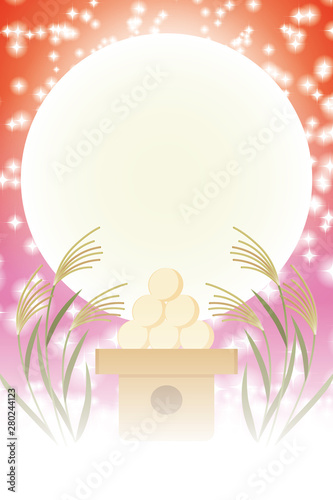 背景イラスト素材 お月見団子 ススキ 満月 パーティー 無料 フリーサイズ Background Wallpaper Vector Illustration Design Image Japan China Asia Free Size 背景 壁紙 ベクター イラスト デザイン 無料 無料素材 バックグラウンド フリー素材