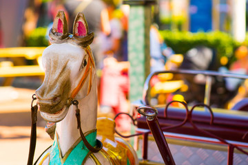carousel horses at the fun fair, luna park