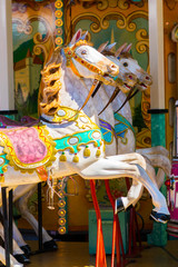 carousel horses at the fun fair, luna park