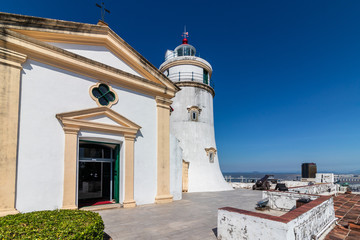 Guia Lighthouse Fortress, Cannon and Chapel of our Lady, Farol e Fortaleza da Guia. São Lazaro, Macau, China.