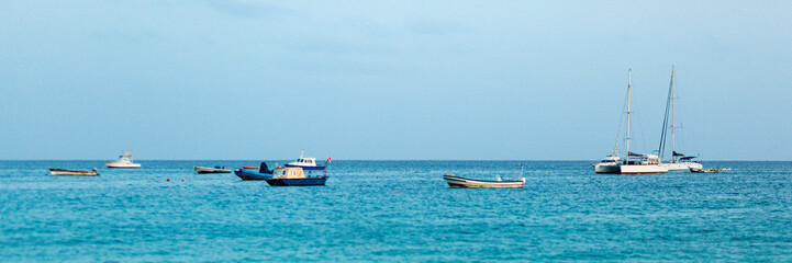 Boats and yachts on ocean