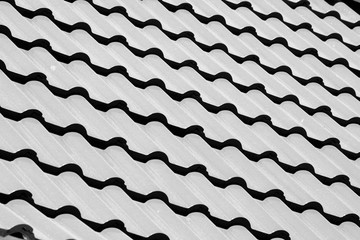 black and white tile roof pattern - monochrome