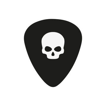 plectrum with skull in flat on white background