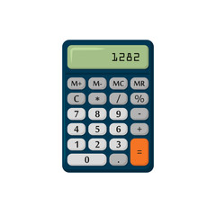 flat style calculator on white background, vector