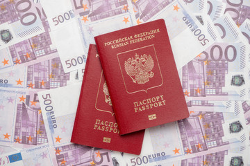 passport is on the money, the inscription in Russian