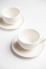 Fototapeta na wymiar empty coffee cups on white background