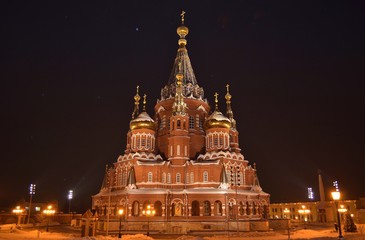 Fototapeta na wymiar St. Michael's Cathedral in Izhevsk city in Russia