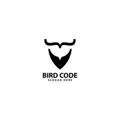 Bird Code Logo Design Icon