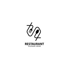 Fototapeta premium Eat logo. Cafe or restaurant emblem. with fork, spoon