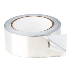 Adhesive aluminum foil tape for padding on white background