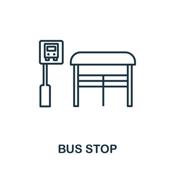 Bus Stop outline icon. Thin style design from city elements icons collection. Pixel perfect symbol of bus stop icon. Web design, apps, software, print usage