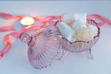 the colorful feast sugar in the plate for celebrate the victim feast of the elders on the religious holidays.