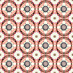 Pattern decorativo con motivi circolari su sfondo bianco