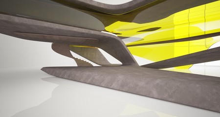 Abstract architectural smooth concrete interior of a minimalist house. 3D illustration and rendering.