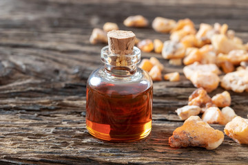 A bottle of styrax benzoin essential oil