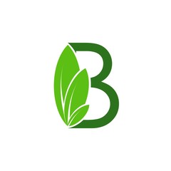 Letter B with leaf logo design vector