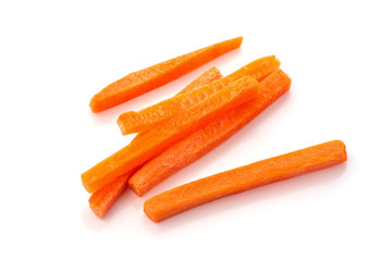 raw chopped carrot isolated on a white background