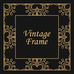 Classic vector square frame with ornate elements. Abstract modern art deco ornament with place for text. Vintage pattern