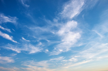 White clouds in blue sky.