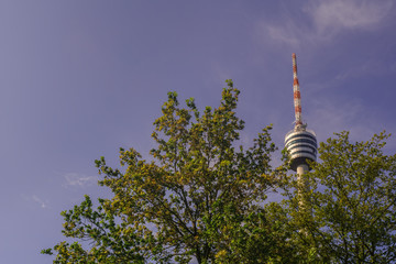 STUTTGART,GERMANY - JULY 21,2019: The TV Tower This old building is in Jahnstrasse,outside of the...
