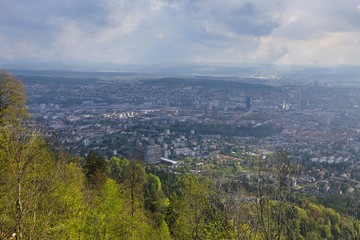 Fototapeta na wymiar The Uetliberg is a panoramic view of the entire city of Zürich, Switzerland