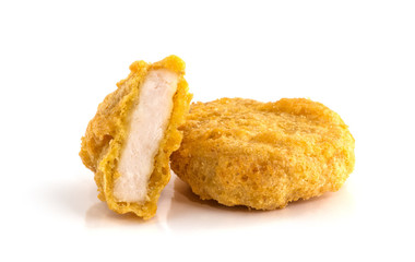Fried chicken nuggets isolated on white