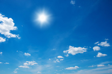 White clouds in blue sky.