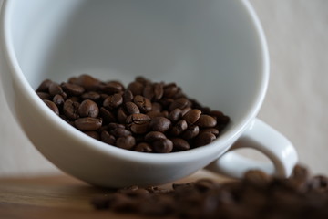 Kaffeetasse und Kaffeebohnen