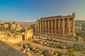 Lebanon - Baalbek (Heliopolis) - Massive ruins of the Temple of Bacchus and the part of the Temple...