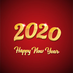 2020 Happy chinese new year of the Rat creative design background or greeting card. 2020 new year golden numbers on red