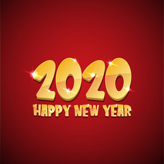 2020 Happy chinese new year of the Rat creative design background or greeting card. 2020 new year golden numbers on red