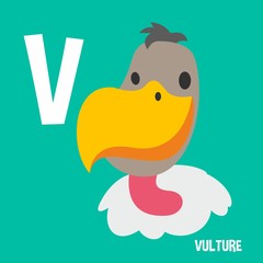 English Alphabet For Kids Letter V vulture