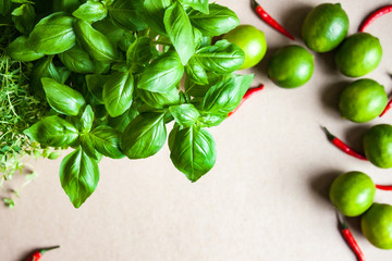 Basil, limes and cayenne pepper.