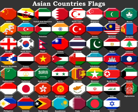 Asian Countries Flags, Asian continent countries