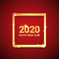 2020 Happy chinese new year of the Rat creative design background or greeting card. 2020 new year golden numbers on red