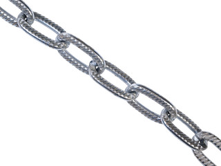 metallic chain isolated on white background closeup