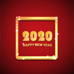 2020 Happy chinese new year of the Rat creative design background or greeting card. 2020 new year golden numbers on red