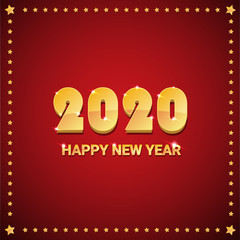 2020 Happy chinese new year of the Rat creative design background or greeting card. 2020 new year golden numbers on red