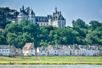 CHAUMONT CASTLE, FRANCE - JULY 07, 2017: Chaumont castle stands above the River Loire in a summer...