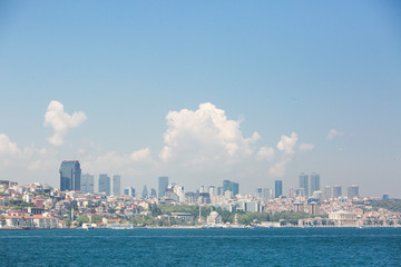 Naklejka premium panoramic view of Istanbul. Business center and skyscrapers on the other side of the Bosphorus